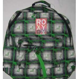  Roxy Dark Navy Blue and Green Plaid Backpack Sports 