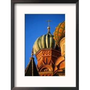 Detail of Onion Domes of St. Basils Cathedral, Moscow, Russia Framed 
