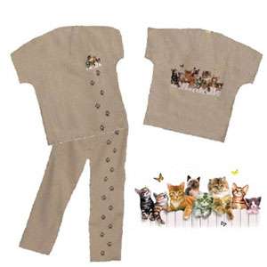 CAT Scrub set tabby, siamese kittens butterflies scrubs  