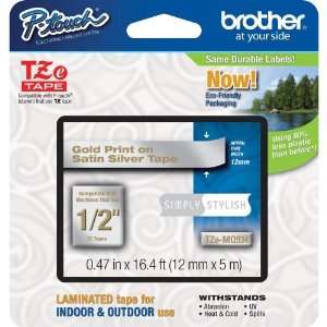  Brother P Touch PT 1200 Label Tape (OEM) 0.47 Gold Print 