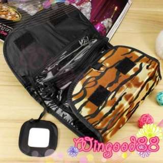   Cosmetic Zebra Holder Mirror Makeup Beauty Case Pouch Purse Travel Bag