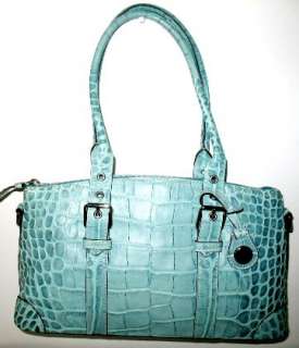   Turquoise Nile Croco Croc Leather Domed Satchel Bag Handbag NEW  