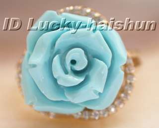 carved rose Free Form turquoise Rings 14KT Solid gold 1  