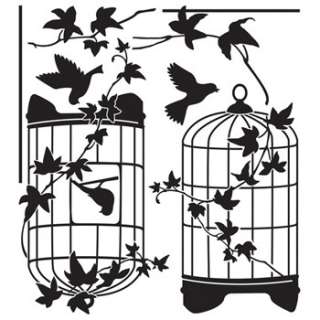   decor stickers wall peel stick graphic black birdcage bird vine black