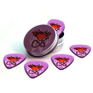   Heart (Pink) Premium Guitar Picks x 5 With Tin Musical Instruments