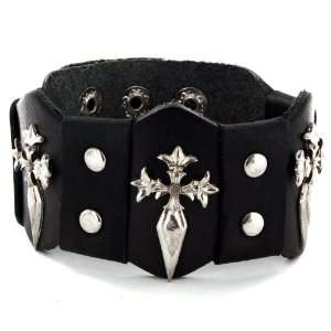   Bracelet with 3 Steel Royal Dagger Crosses with Adjustable Snap