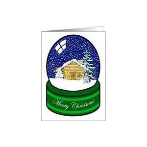  Snow Globe Boston Terrier Merry Christmas Card Card 