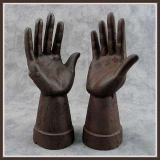 RUST CAST IRON MANNEQUIN JEWELRY RING DISPLAY HANDS  