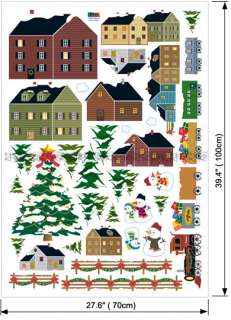   Happy New Year Xmas Wall Stickers Decals Small Village  