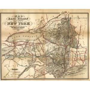  1861 Map rail roads state of New York