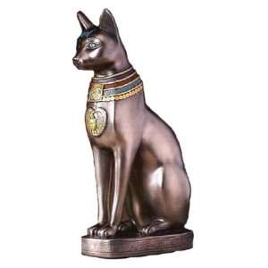  Egyptian Large Bastet Cat with Jewelry Statue Ancient 