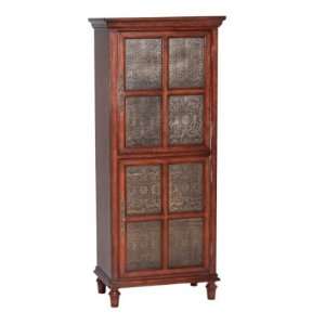   Tall English Walnut Cabinet with 2 Metal Panel