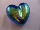 Robert Held Glass Heart Dichroic Blue Paperweight New