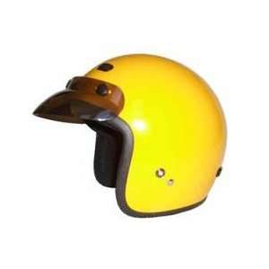  DOT YELLOW 3/4 Motorcycle Helmet. Three Quarter Helmet 
