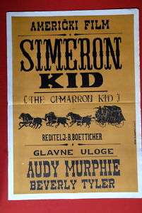 CIMARRON KID AUDIE MURPHY WESTERN 1952 RARE EXYU MOVIE POSTER  