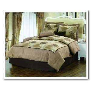   Linen / Jacquard Gold / Brown Comforter Set,.king Size