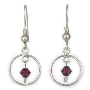  AM5486   10mm Hoop Dropper Earrings with Fuschia Swarovski 