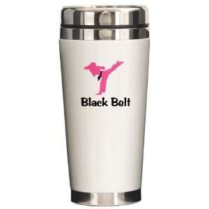Pink Girl Black Belt Travel Mug 