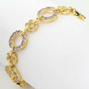   22.Ctw Tanzanite Gold Plated Silver Bracelet CleverSilver Jewelry