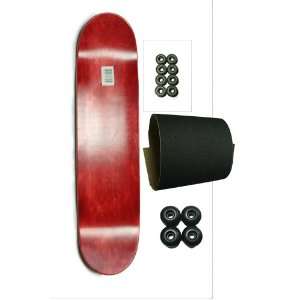 RED STAINED Skateboard DECK bearing grip tape wheels set  