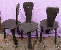 VINTAGE TRI LEG MISSION STYLE WOODEN WOOD CHAIRS  