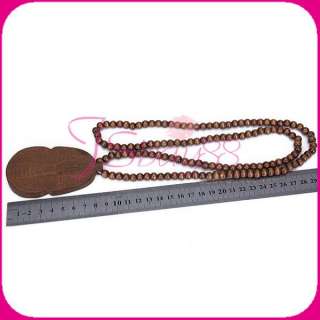 New Brown Egypt Pharaoh Rosary Pendant Necklace Wood Chain  