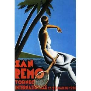  WOMAN TENNIS 1930 SAN REMO CUP VINTAGE POSTER REPRO