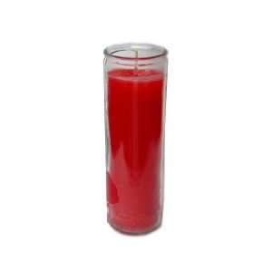  Red Candle in a Clear Glass Jar 8 Inch Tall and 3 Inch Thick 