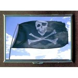 PIRATE FLAG JOLLY ROGER ID Holder, Cigarette Case or Wallet MADE IN 