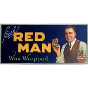  1920s Red Man Wax Wrapped Cigar Vintage Advertising 