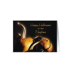 Happy Halloween Nephew, Orange pumpkins in basket with shadows and 