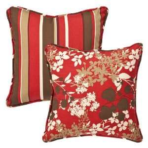   Pillows 18.5 Reversible Tropical Red Stripe Patio, Lawn & Garden