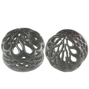  1 1/16 Inches Gauges (28mm)   Black Alloy Double Flared 