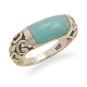 Turquoise Ring with Filigree Design Edge