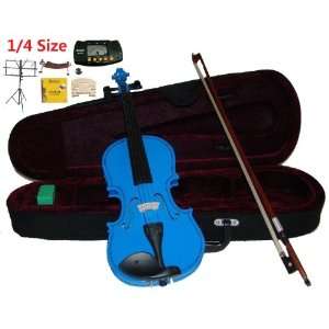 Size Blue Violin with Case and Bow+Extra Set of String, Extra Bridge 