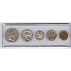   Coin Set   5 US Coins Mounted in a Plastic Holder 