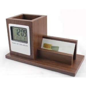 Wooden Pen Container Alarm Clock/ Creative Gifts /Calendar/card Holder 