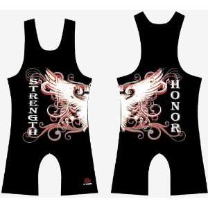 Strength & Honor Black Sublimated Wrestling Singlet Youths and Mens 